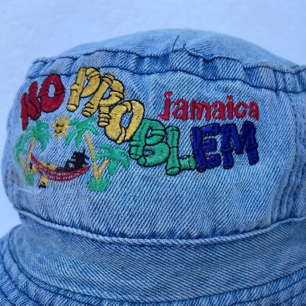 Vintage Denim Panama Cap Hat Jamaica